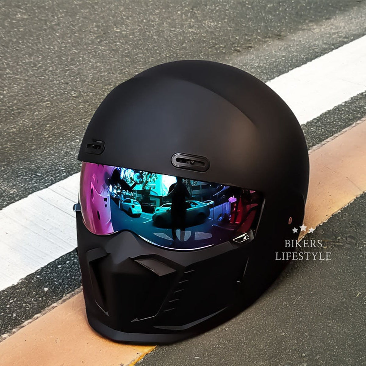Motorcycle Helmet Full Face With Visor Retro Classic Design For Riding - Image 2