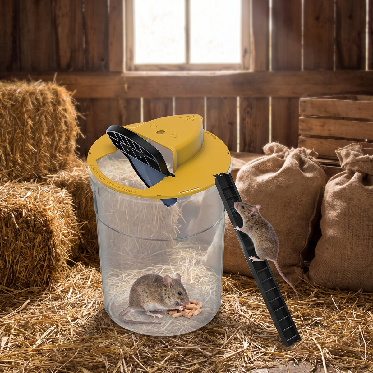 Mouse Trap Automatic Bucket Lid Rat Reusable Plastic Pest Control Ramp - Image 2