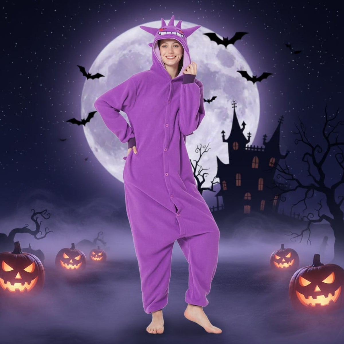 Onesie For Halloween Kids' Christmas Pajamas With Playful Character Hood - Image 1