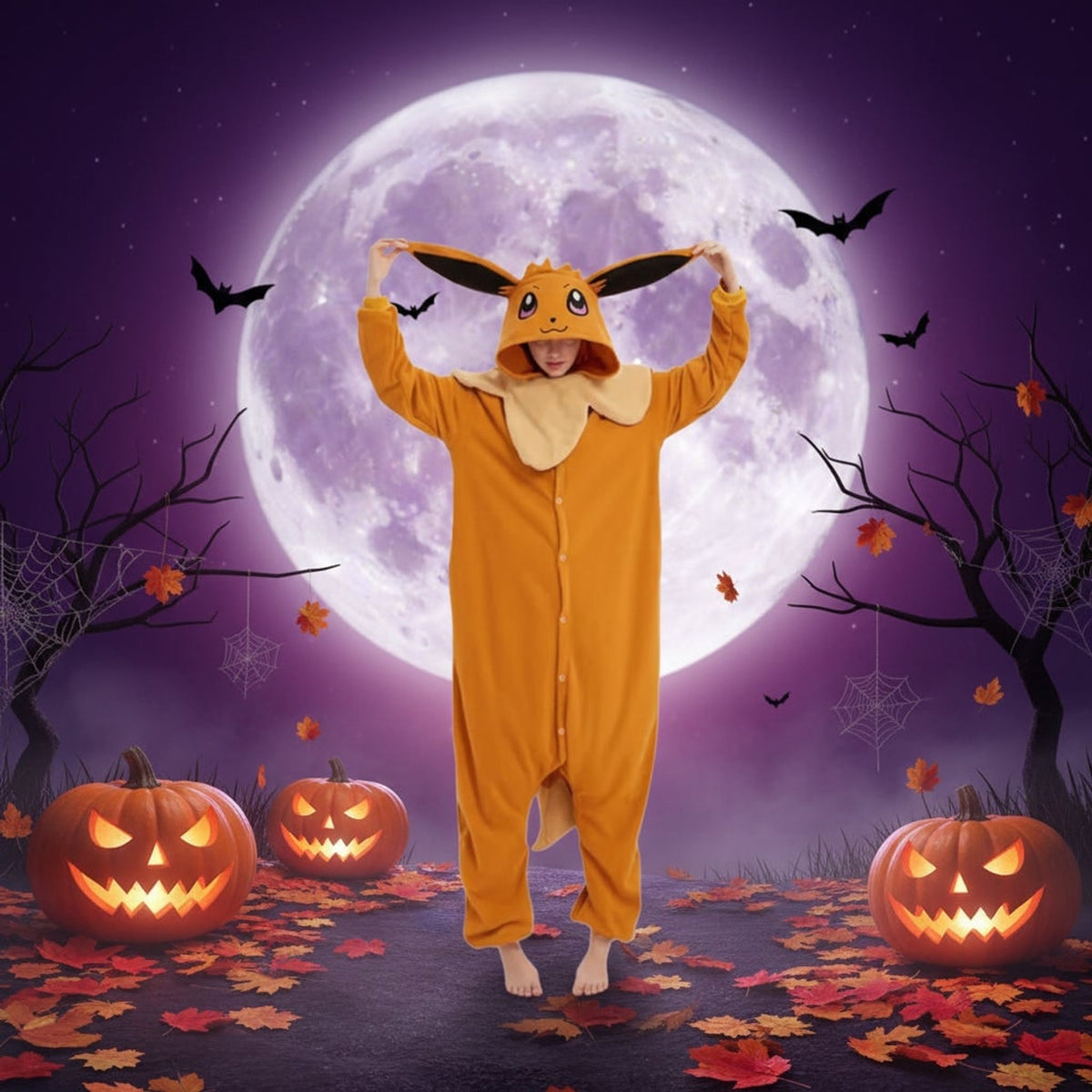 Onesie For Halloween Kids' Christmas Pajamas With Playful Character Hood - Image 9