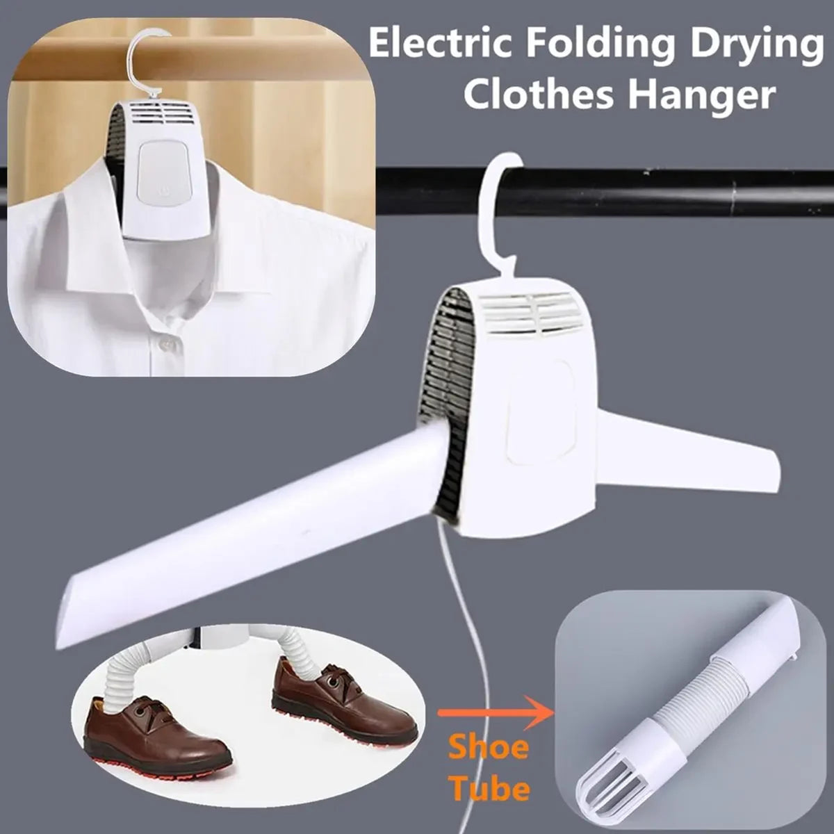 Portable Electric Clothes Drying Hanger Outdoor Travel Mini With Detachable Shoe Tube For Multiple Uses - Image 1