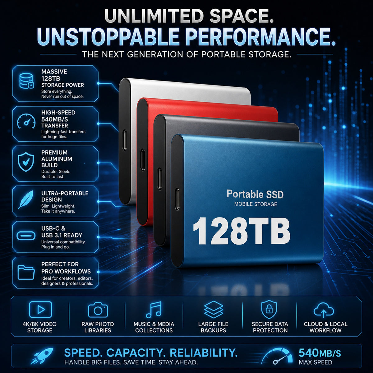 Portable Ssd External Solid State Drive USB C High Capacity Mobile Storage - Image 4