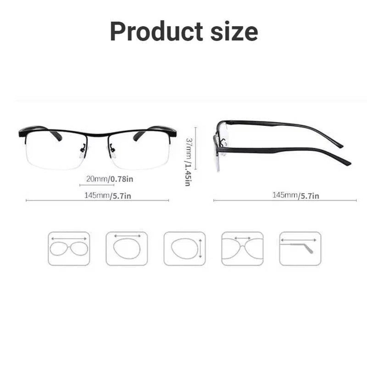 Progressive Reading Glasses Blue Light Blocking Half-Rim Rectangular Unisex Frames - Image 7