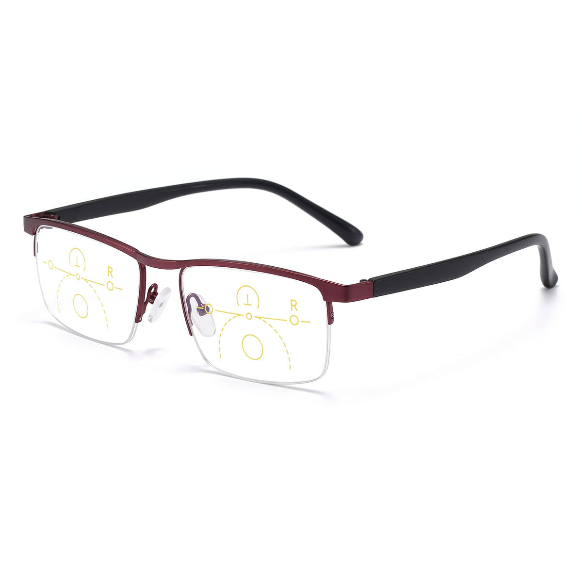 Progressive Reading Glasses Blue Light Blocking Half-Rim Rectangular Unisex Frames - Image 5