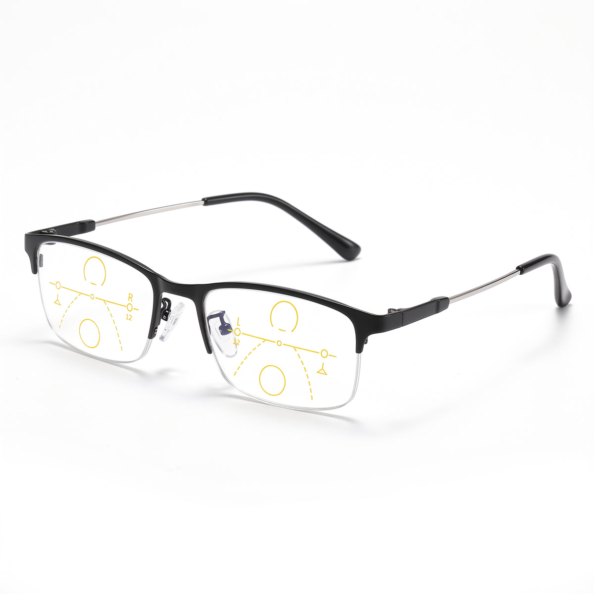 Progressive Reading Glasses Blue Light Blocking Half-Rim Titanium Multifocal Vision - Image 5