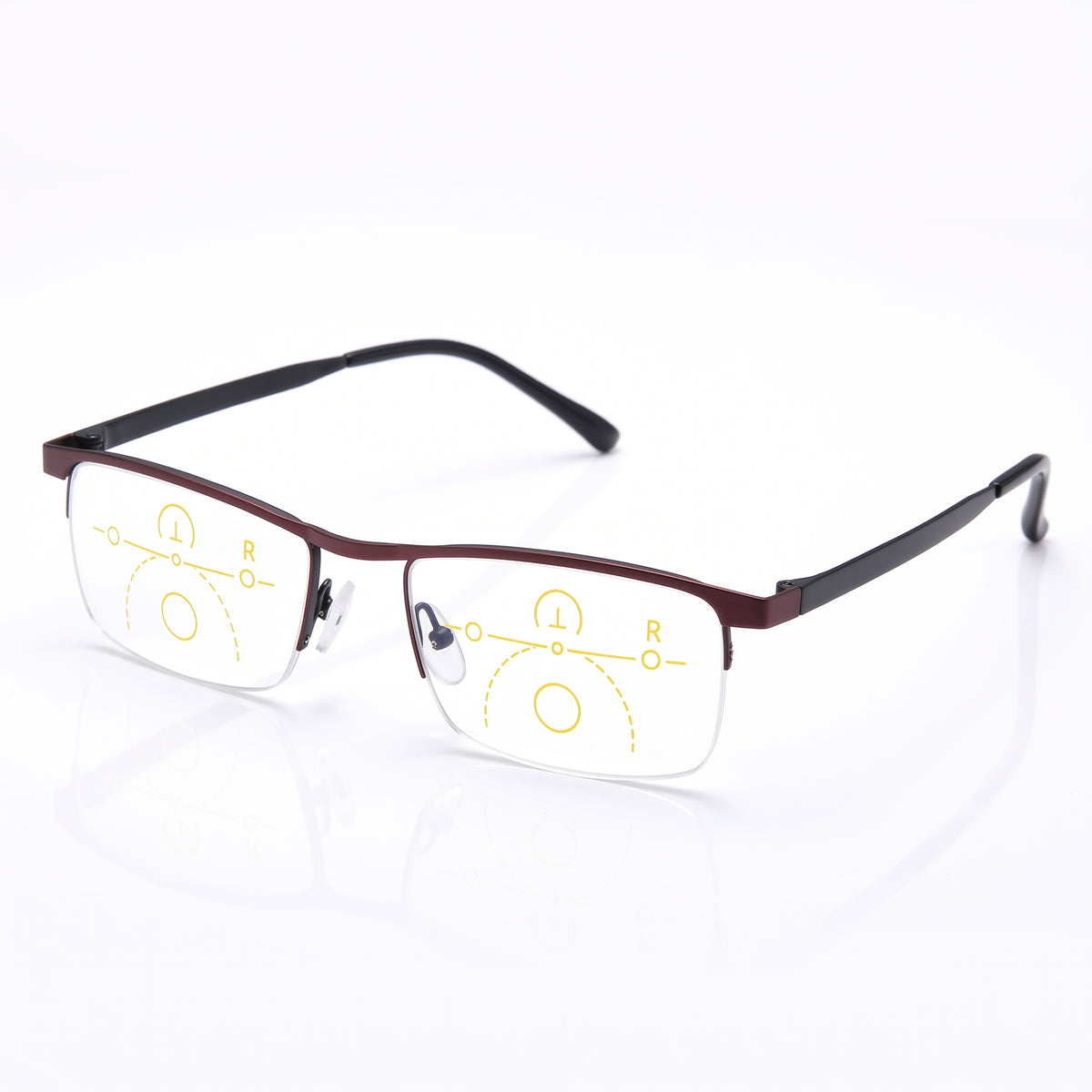 Progressive Reading Glasses Blue Light Blocking Half-Rim Titanium Multifocal Vision - Image 3