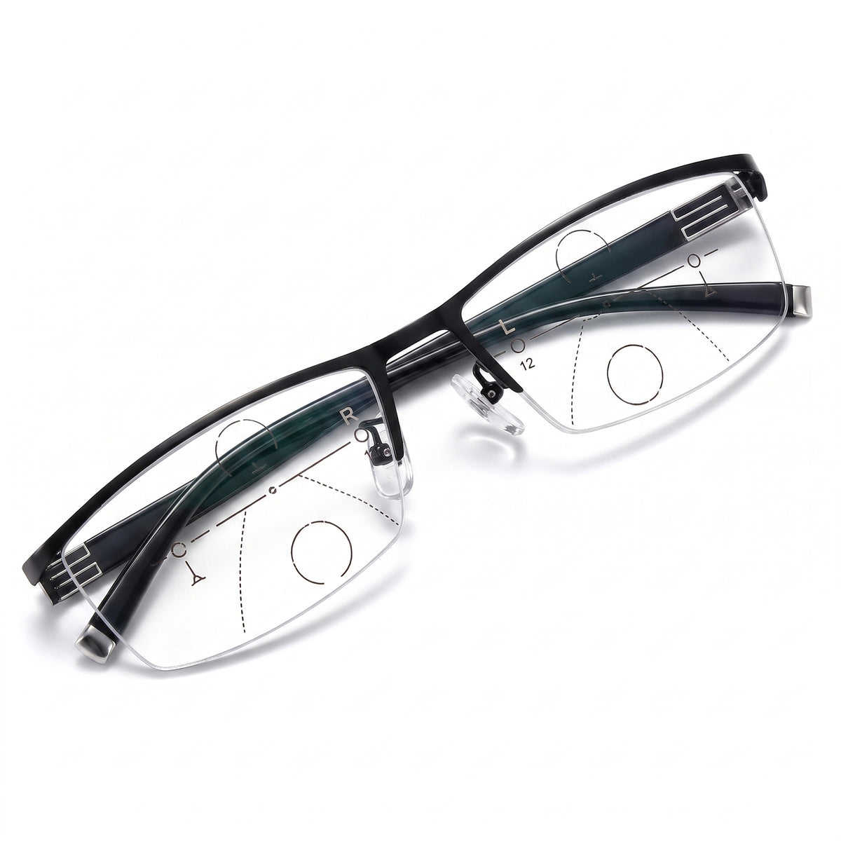Progressive Reading Glasses Blue Light Blocking Half-Rim Titanium Multifocal Vision - Image 2