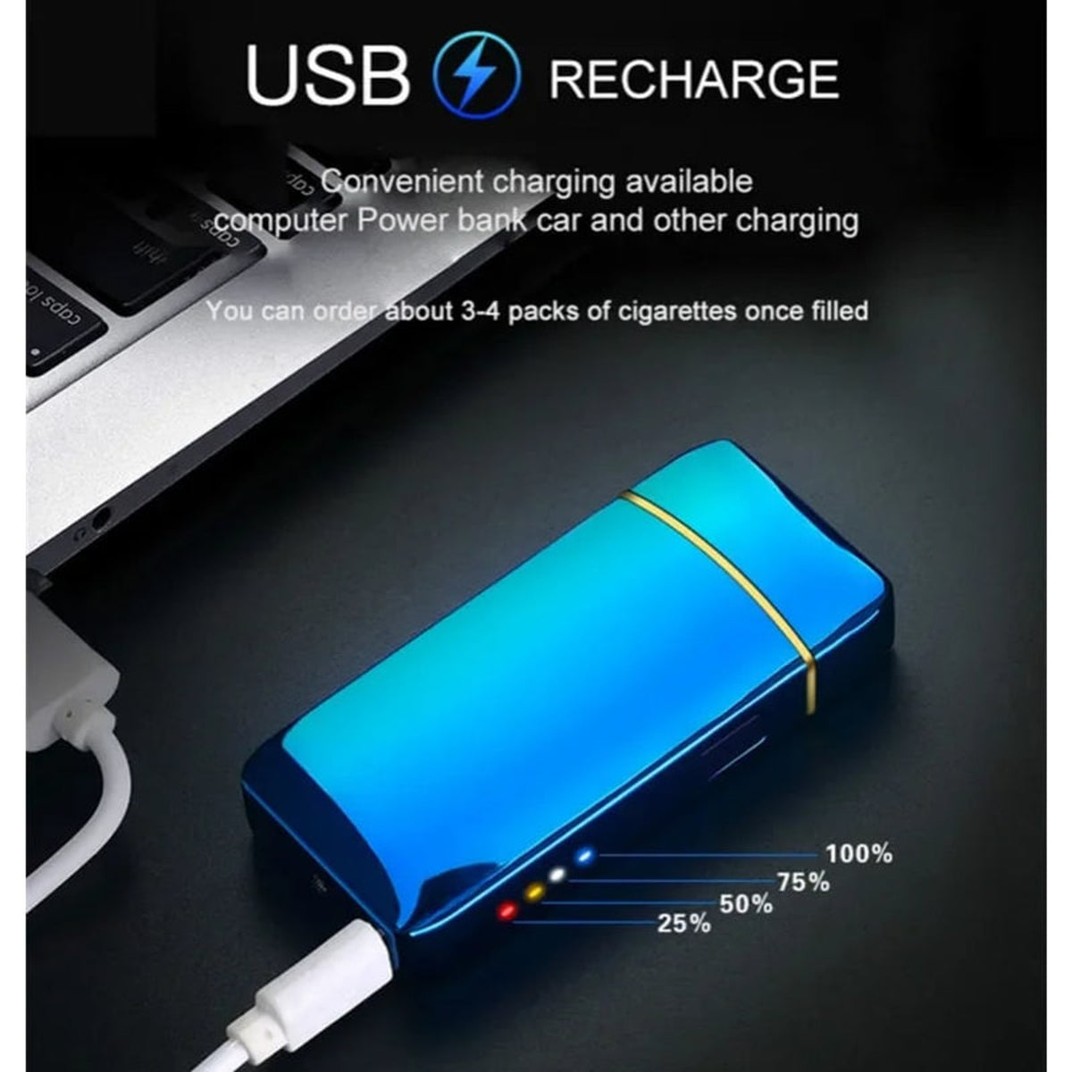 Rechargeable USB Plasma Lighter With Windproof Electronic Metal Design - Image 3