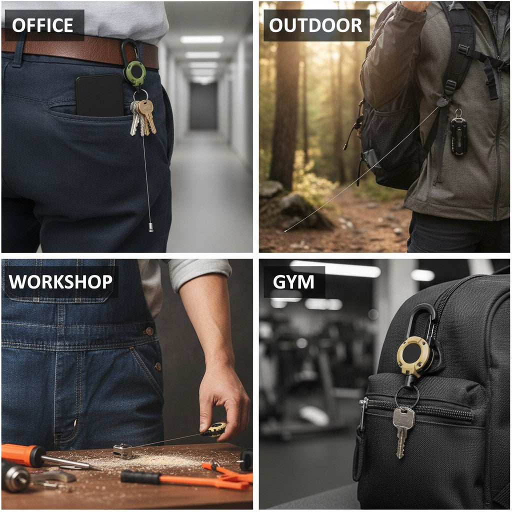 Retractable Badge Reel Carabiner, Heavy-Duty ID Holder Keychain, 65cm Pull Cord benefits