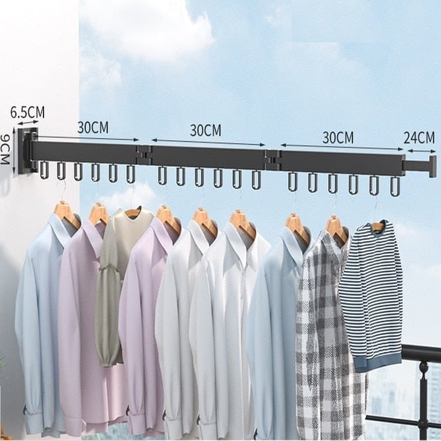 Retractable Drying Rack With Folding Wall-Mount Hanger Extends For Drying Space That Disappears When You're Done - Image 15