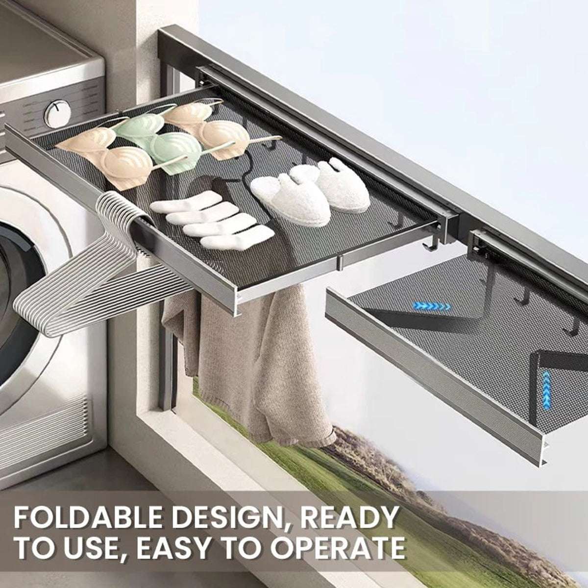 Retractable Storage Rack Invisible Space-Saving Drying Solution For Clothes Shoes And Towels With Maximize Space Minimize Clutter Design - Image 4