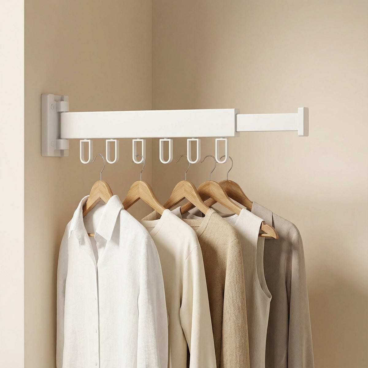 Retractable Wall Drying Rack Foldable Clothes Black Space Saving Garment - Image 16