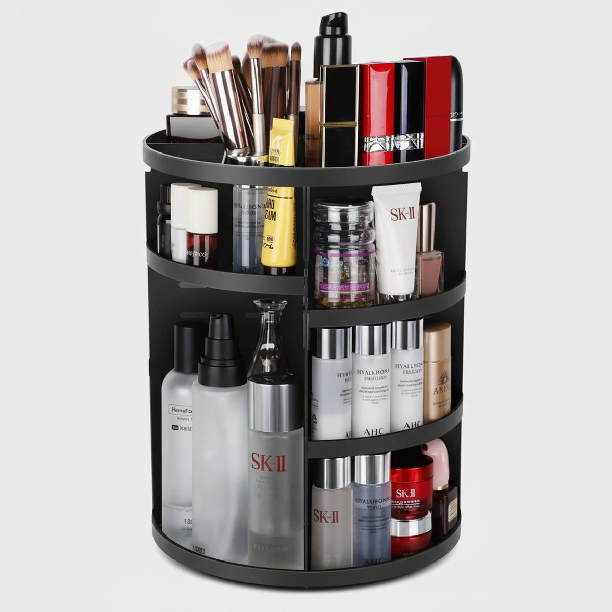 Rotating Makeup Organizer With Adjustable Acrylic Shelves 360 Degree Spinning Cosmetic Storage For Desk - Image 1
