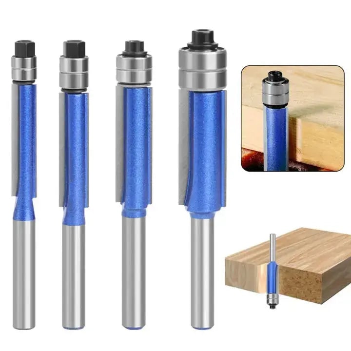 Router Bit Set Carbide Trimming 1 4 Shank Bearing Guide Flush Trim 4 Piece - Image 6