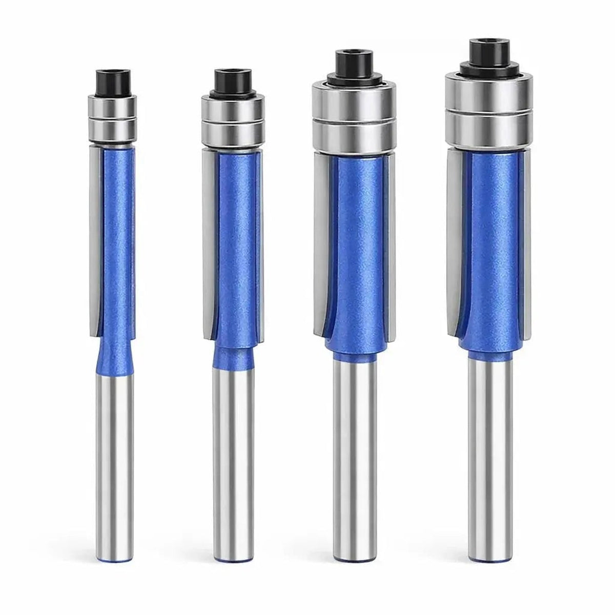 Router Bit Set Carbide Trimming 1 4 Shank Bearing Guide Flush Trim 4 Piece - Image 8