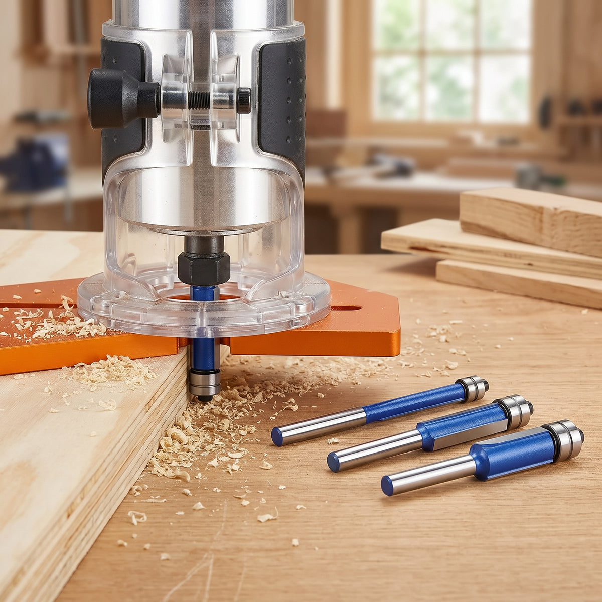 Router Bit Set Carbide Trimming 1 4 Shank Bearing Guide Flush Trim 4 Piece - Image 5