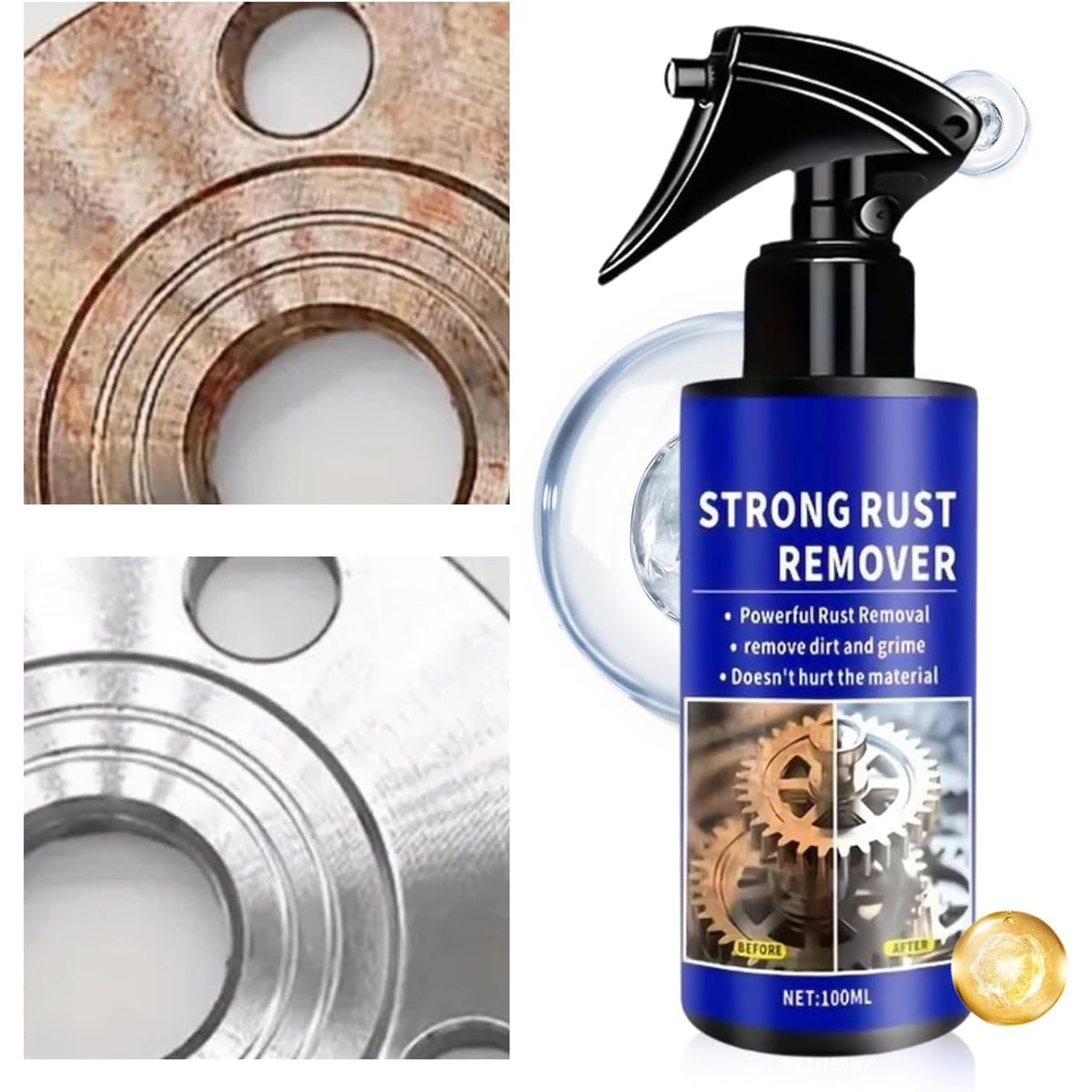 Rust Remover Spray Cleaner Liquid Metal Surface Blue Black Bottle 100ml - Image 7