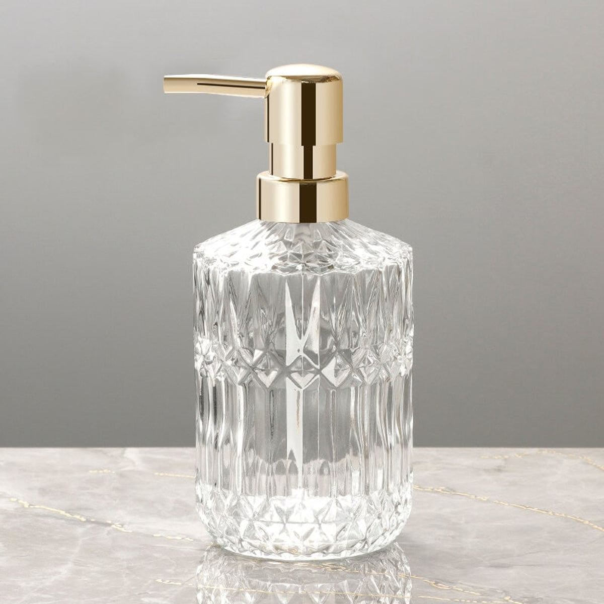 Soap Dispenser Refillable Glass Faceted Pump Bottle For Kitchen Or Bathroom - Image 8