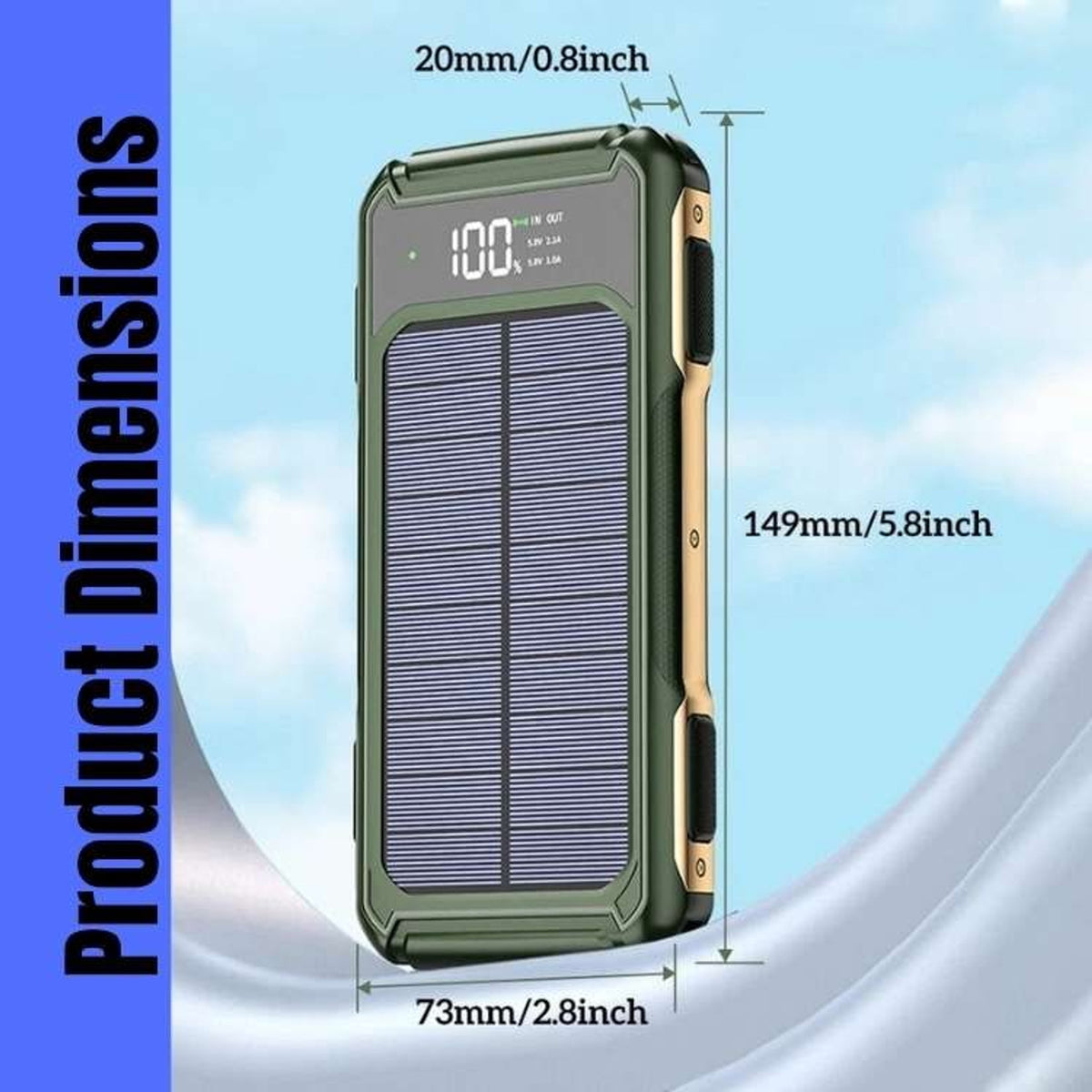 Solar Power Bank Portable Charger With Digital Display And Integrated Cables - Image 6