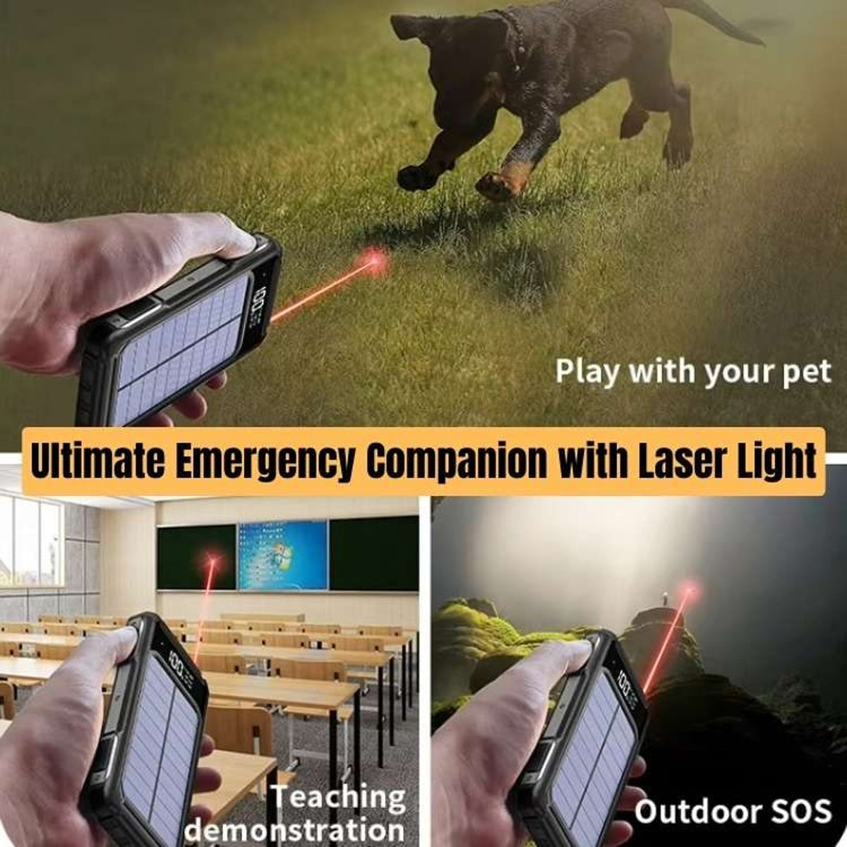 Solar Power Bank Portable Charger With Digital Display And Integrated Cables - Image 4