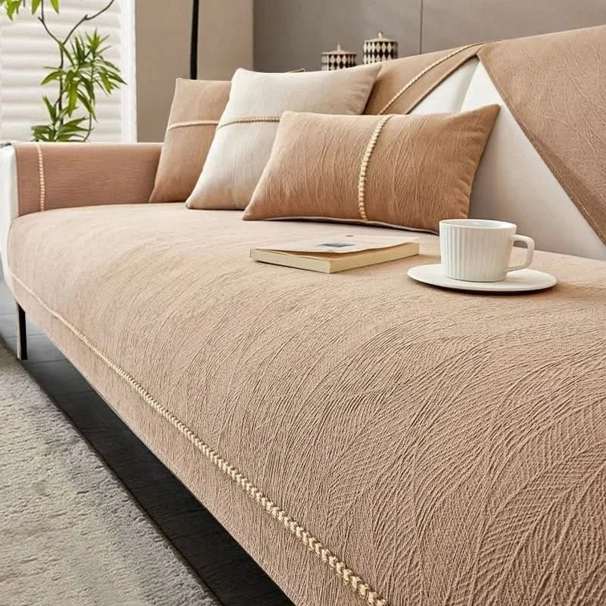 Textured Polyester Sofa Cover With Non-Slip Backing - Image 7