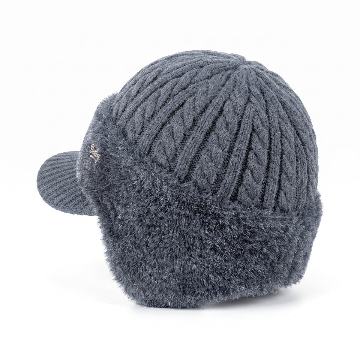 Snow Hat Aviator Knitted Faux Fur Trim Ear Flaps Hunter - angle