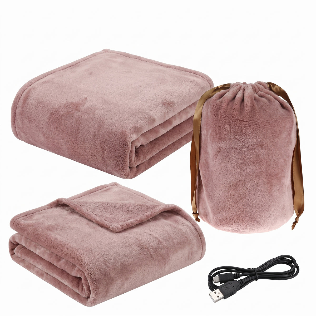 Heated Blanket Throw Fleece Foldable With Drawstring Pouch - Image 7
