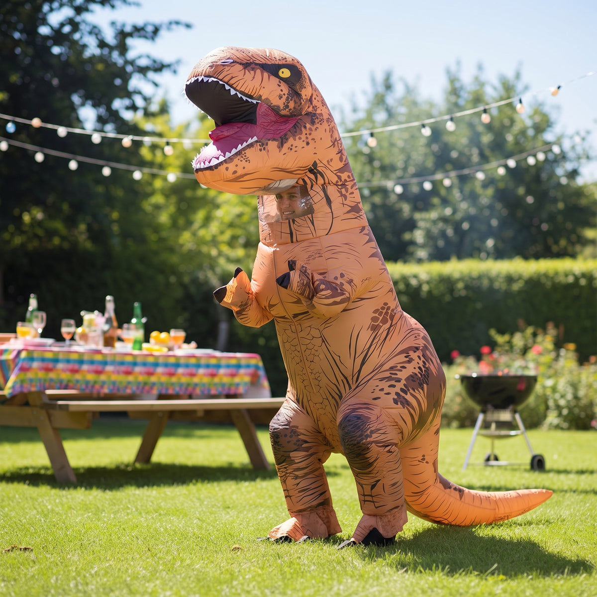 Halloween Dinosaur Inflatable Costume With Built-In Fan Blow Up T-Rex Outfit For Adults Instant Inflation Full-Body Design - Image 1