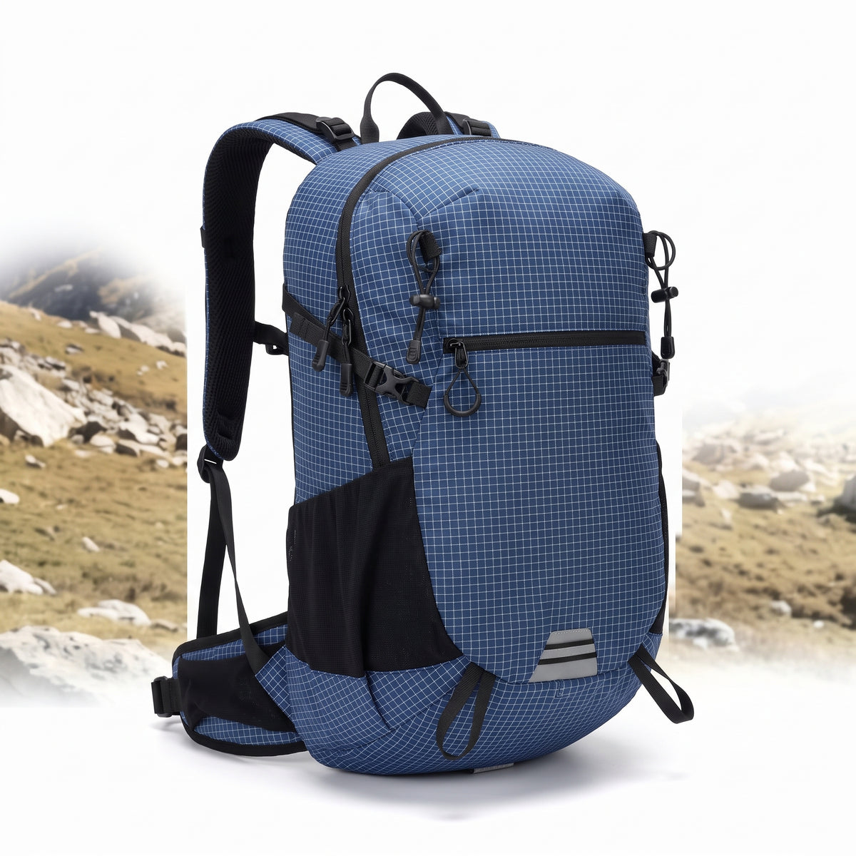 Lightweight Hiking Backpack with Streamlined Daypack and Pattern - Black