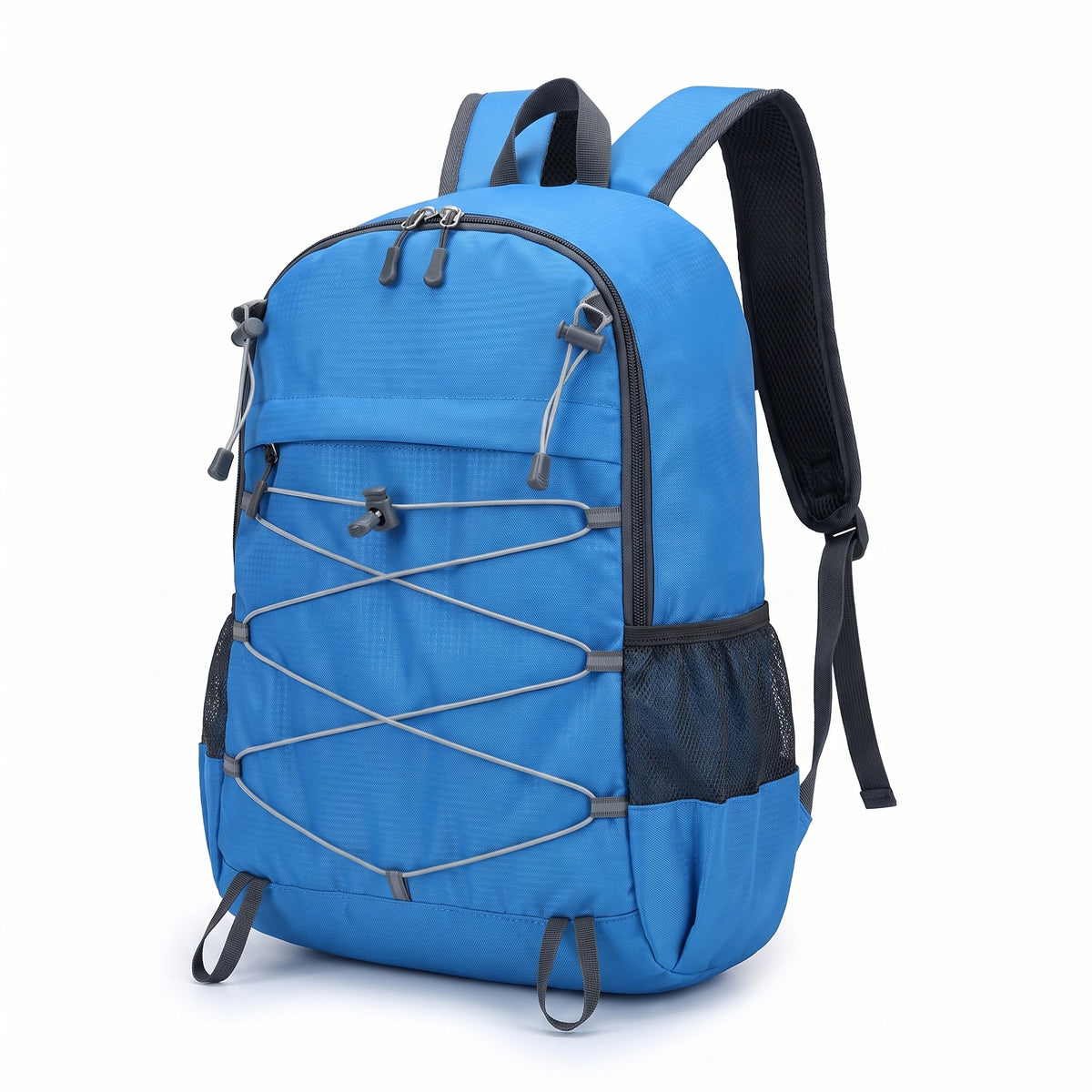 Lightweight Backpack with Adjustable Compact Travel and Compression Straps - Light Blue