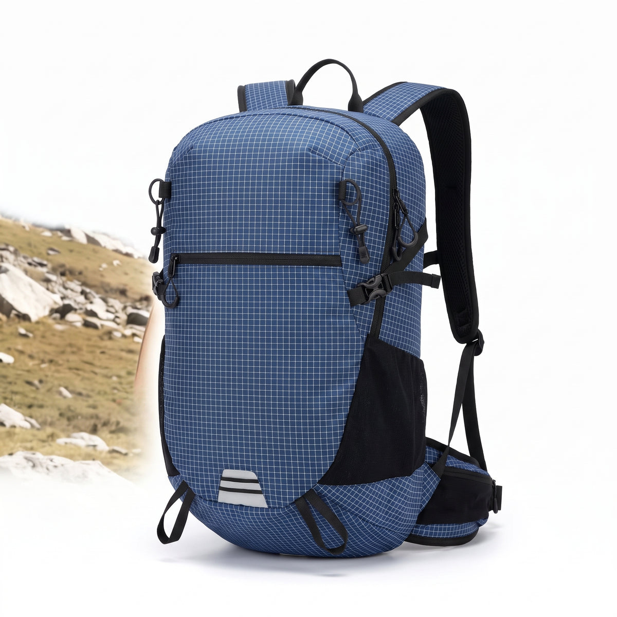 Lightweight Hiking Backpack with Streamlined Daypack and Pattern - Purple