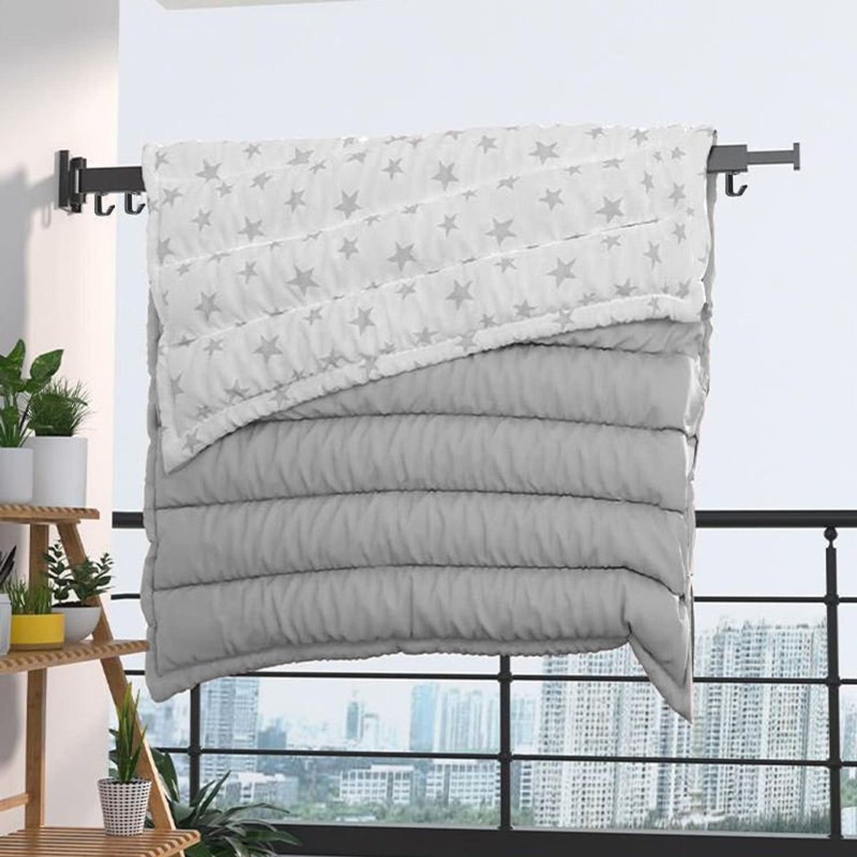 Wall Mount Drying Rack Snapdry Quick Fold Garment One-Touch Folding Design - Image 7