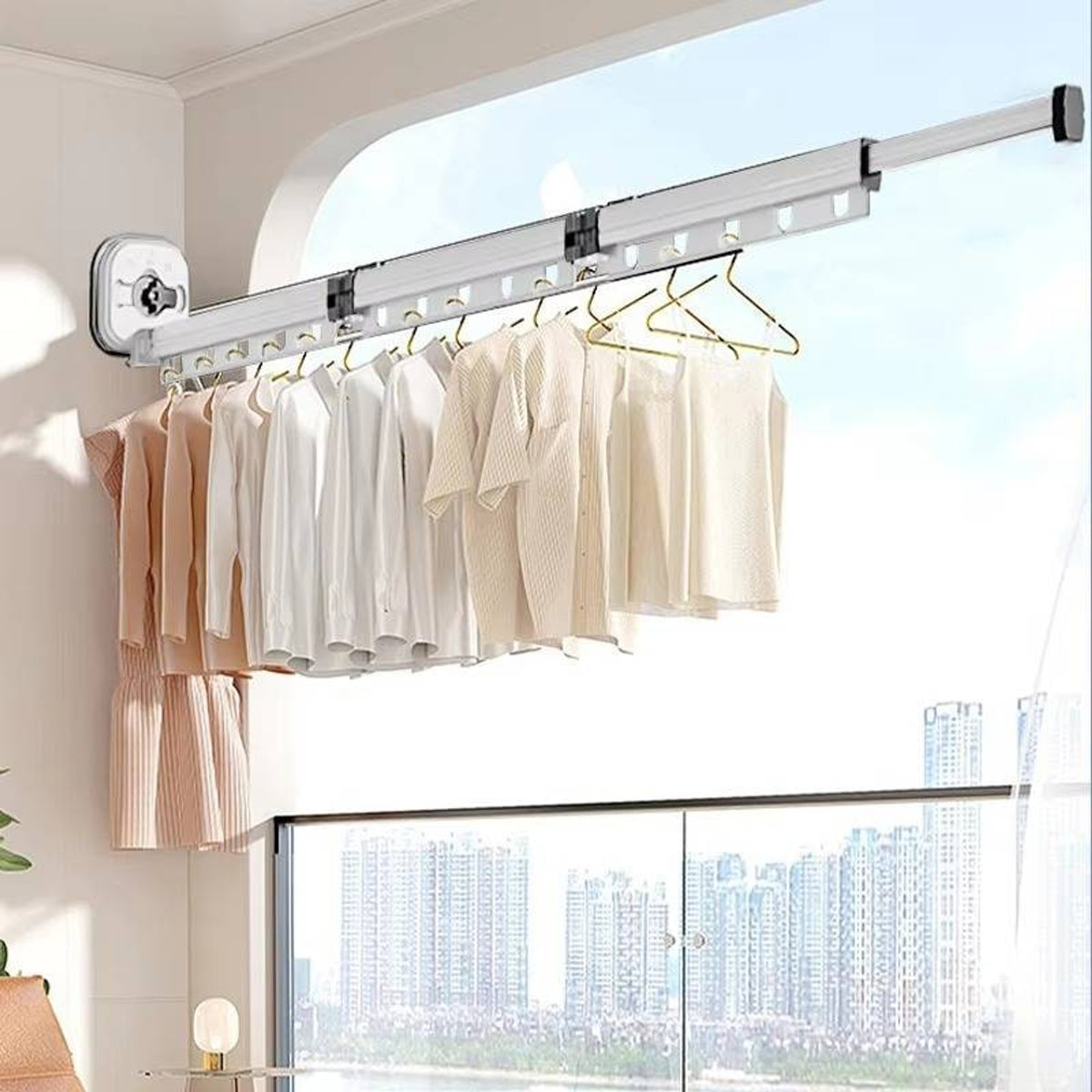Wall Mounted Clothes Drying Rack Cloth Telescopic 540° Folding Space-Saving Design - Image 6