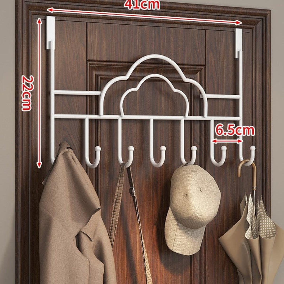 Wall Mounted Coat Rack with Streamlined Cloud Shape and Hook - Image 6