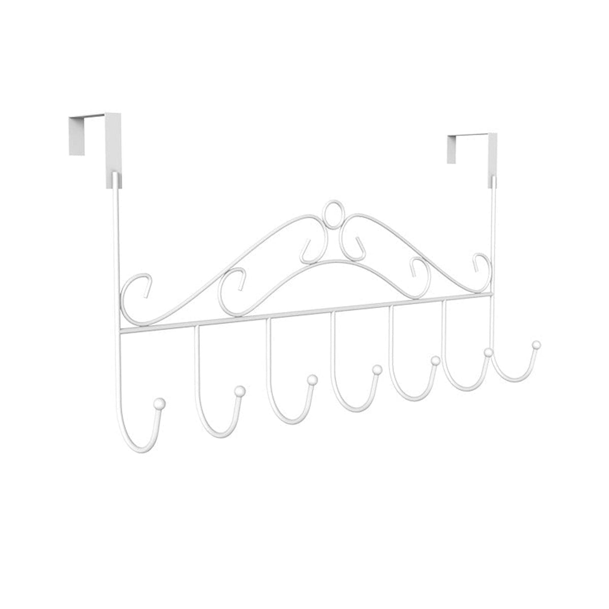 Wall Mounted Coat Rack with Streamlined Metal Hooks and Scrollwork - Image 1