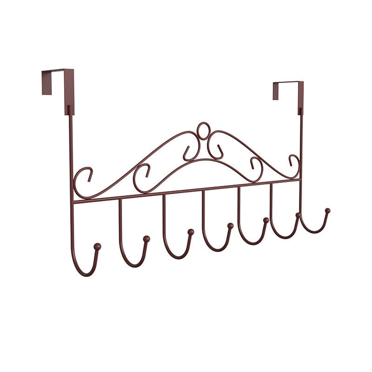 Wall Mounted Coat Rack with Streamlined Metal Hooks and Scrollwork - Image 3