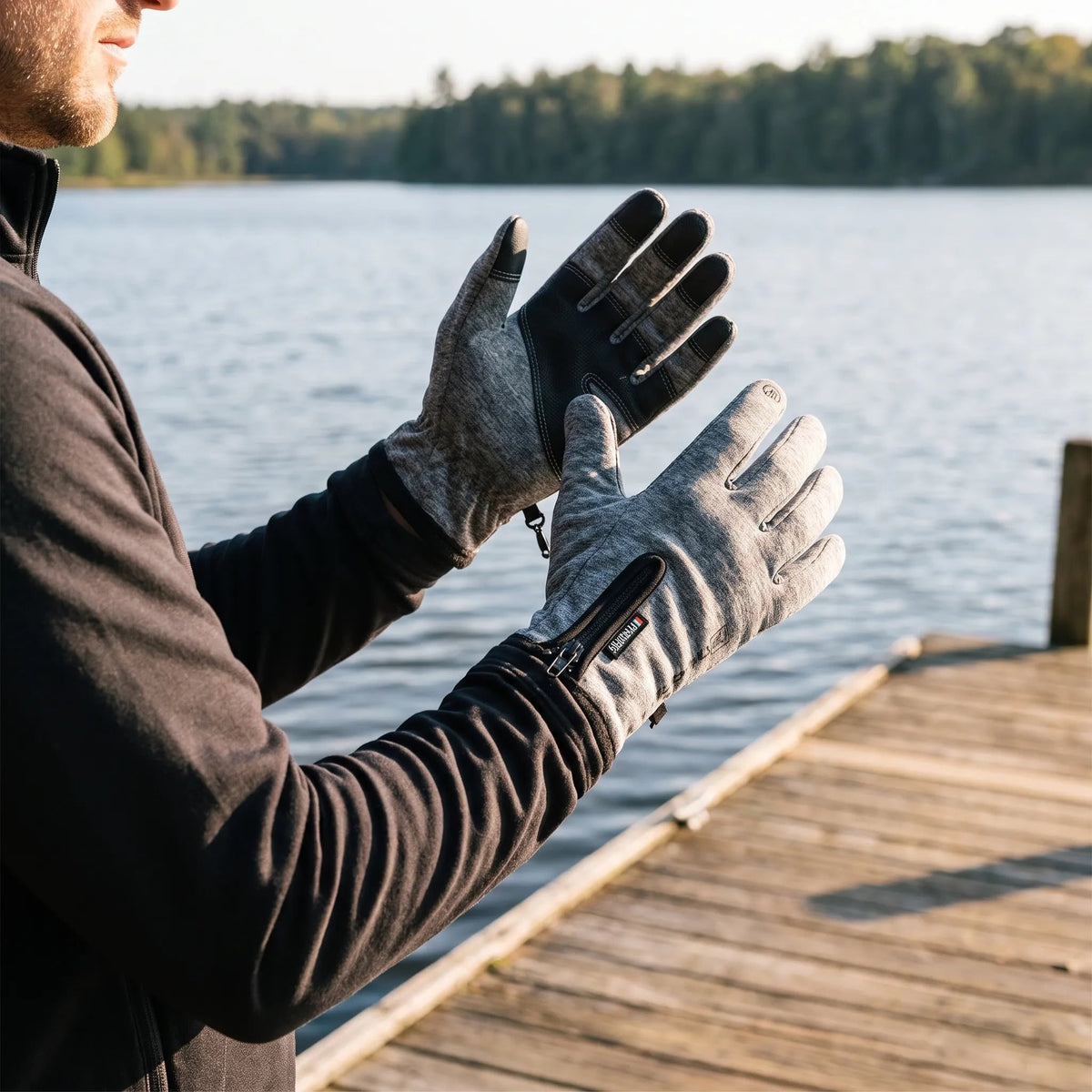 Water-Resistant Thermal Fishing Gloves With Touchscreen Tips And Zippered Wrist Closure - Image 5