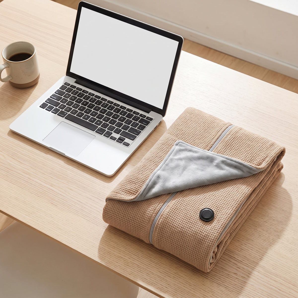 Wearable Heated Blanket with Supportive Hooded Poncho and Zipper Closure - scale