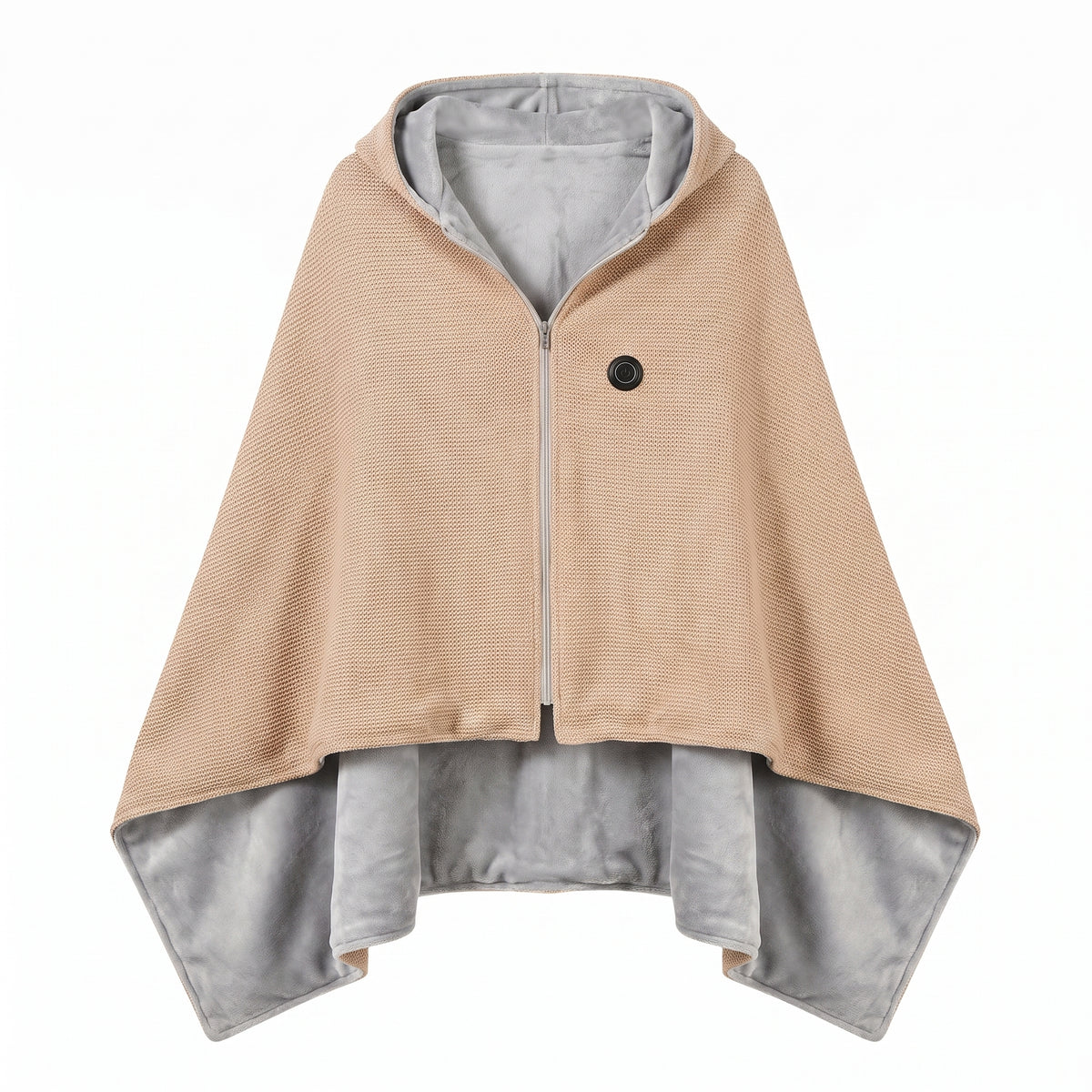 Wearable Heated Blanket with Supportive Poncho Wrap and Zip-Front - studio