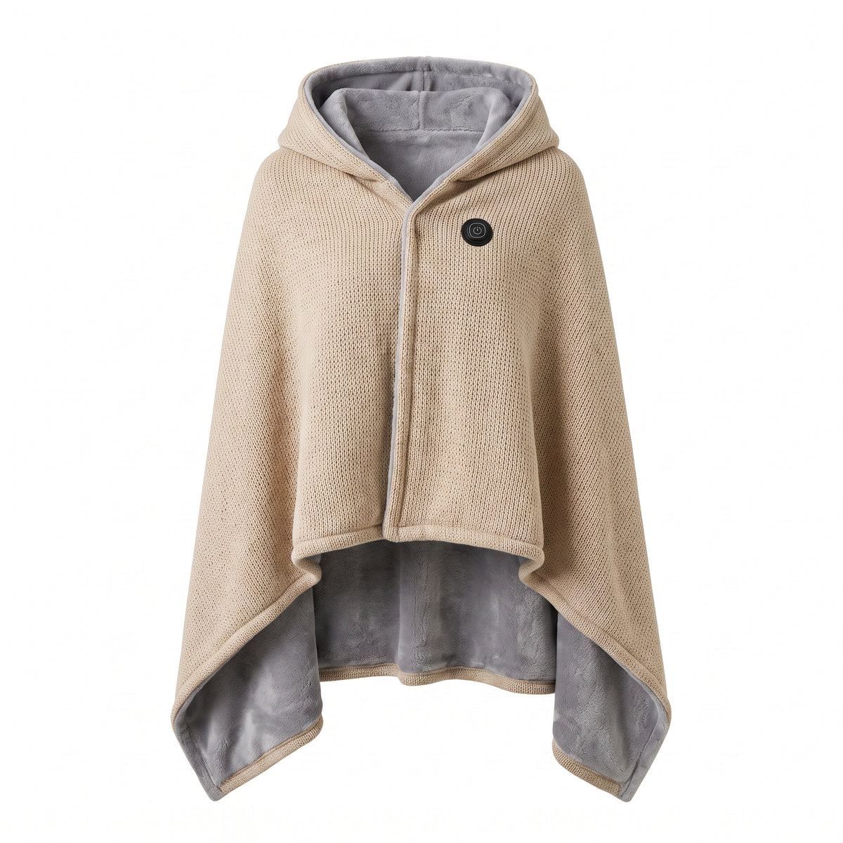 Wearable Heated Blanket with Supportive Hooded Poncho and Zipper Closure - studio