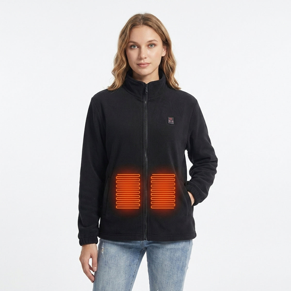 Women's Heated Fleece Jacket With USB Zip Front And Stand Collar Lightweight Warmth For Winter - Image 1