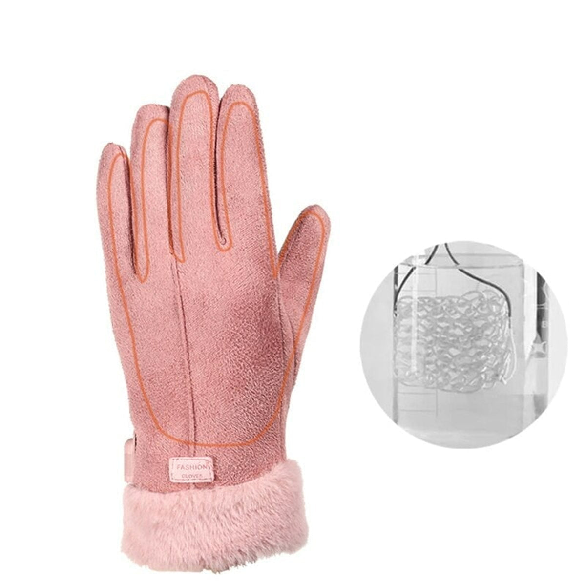 Women's Heated Gloves With Faux Fur Cuffs And Fleece Lining For Winter Warmth - Image 7