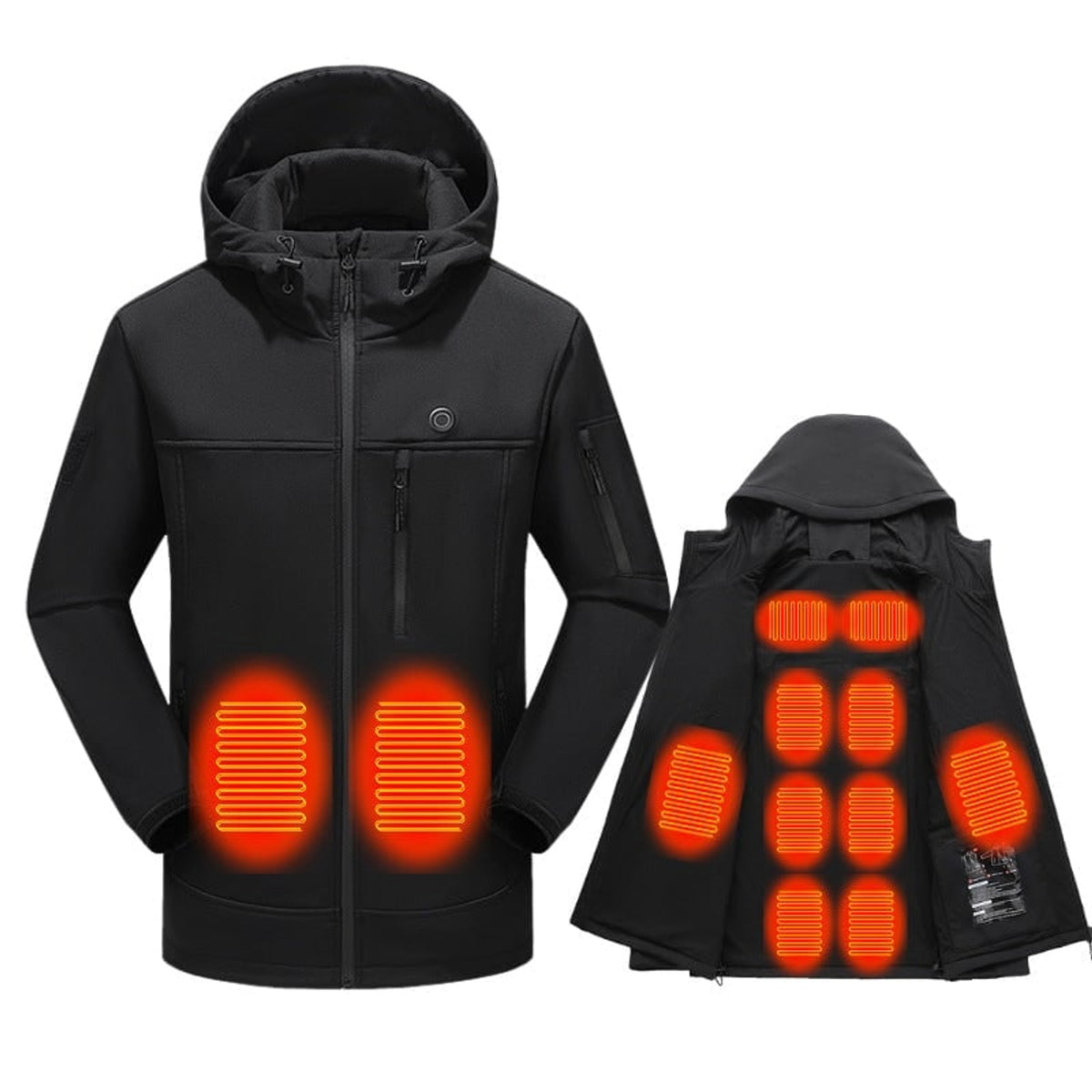 Women's Heated Softshell Jacket Full Zip Hood Electric Warm Coat With Adjustable Drawcord And Hook Cuffs - Image 1