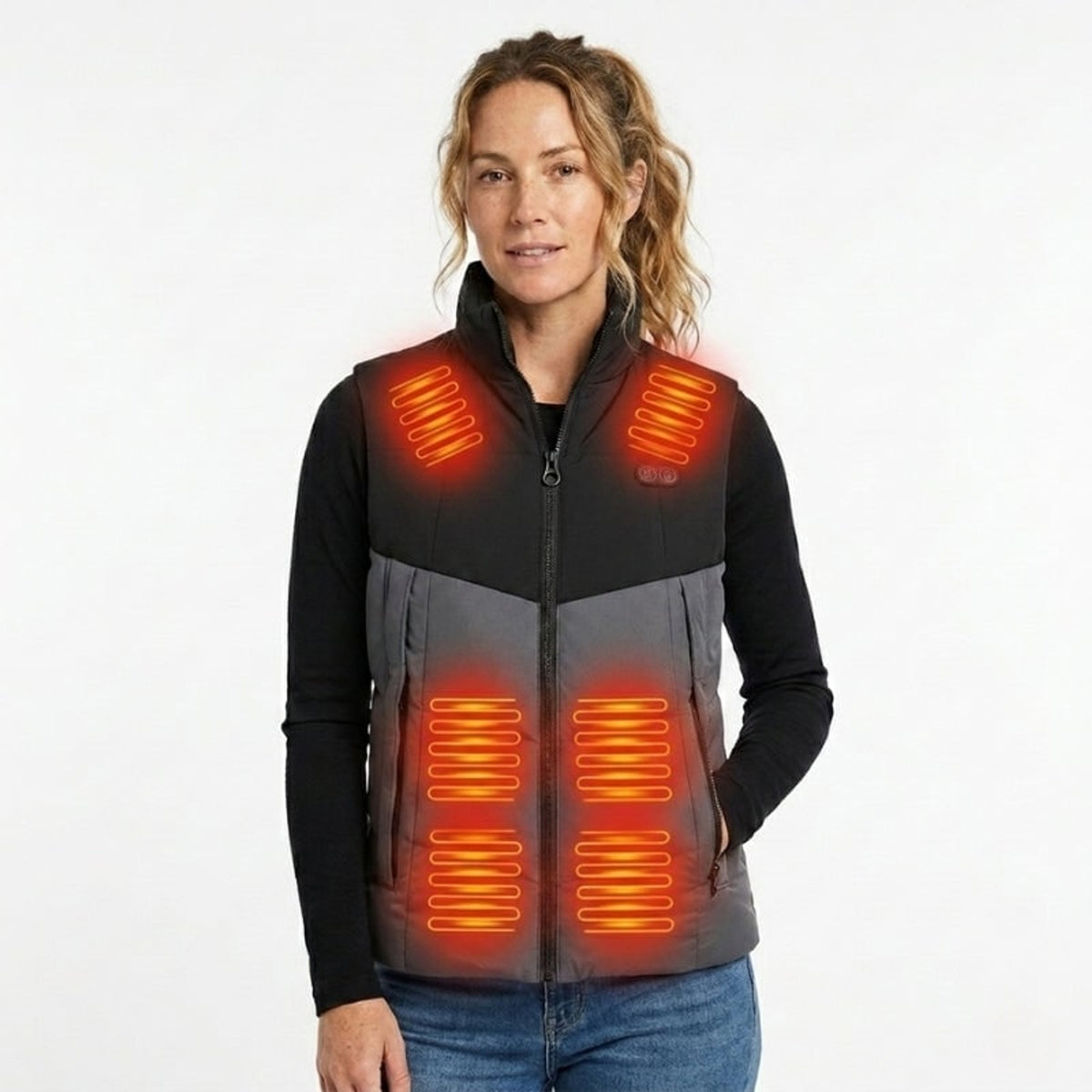 Women's Heated Vest USB Rechargeable Battery Powered Puffer Stand Collar With Heat Reflective Lining - Image 5