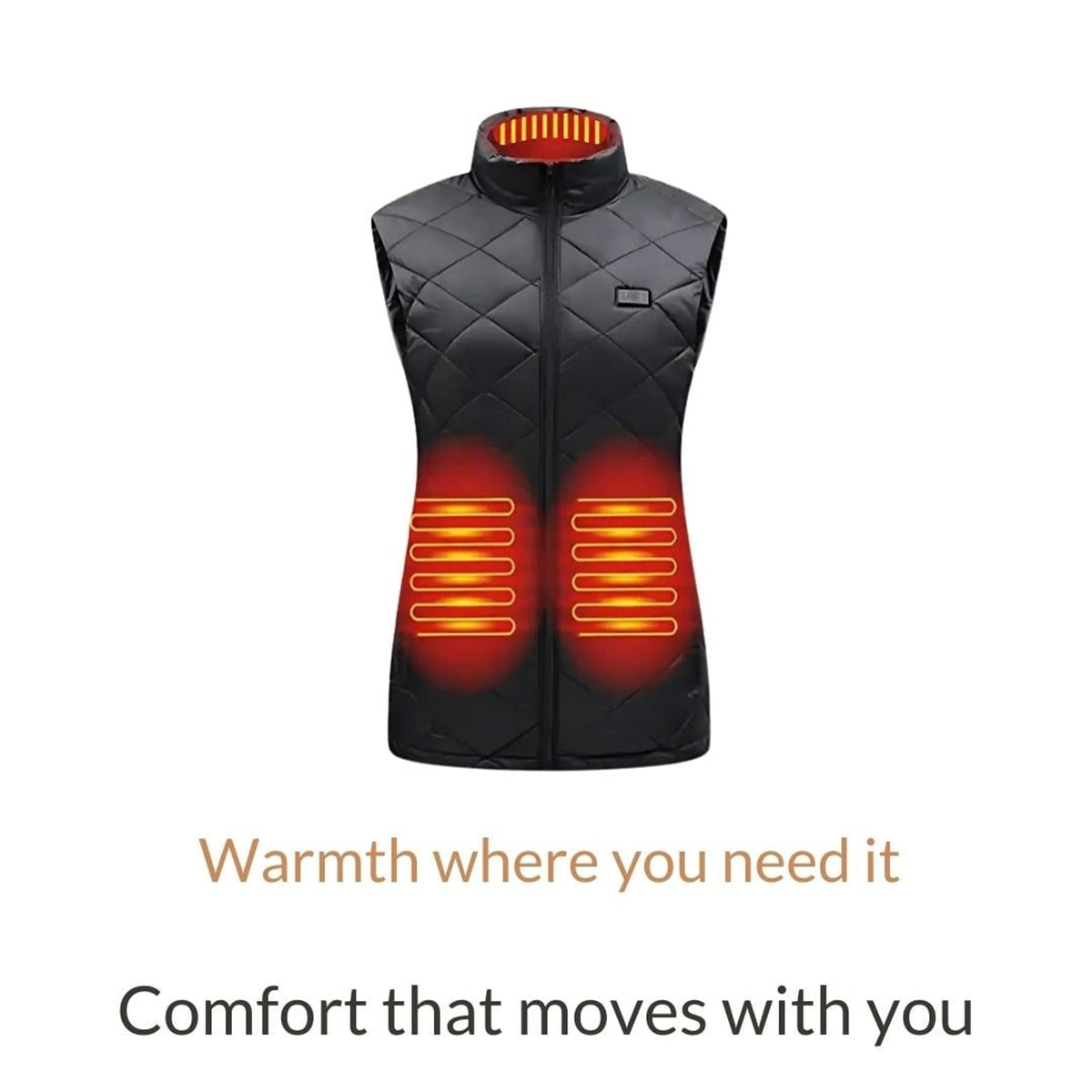 Women's Heated Vest USB Rechargeable Electric Slim Fit Quilted High Stand Collar - Image 3