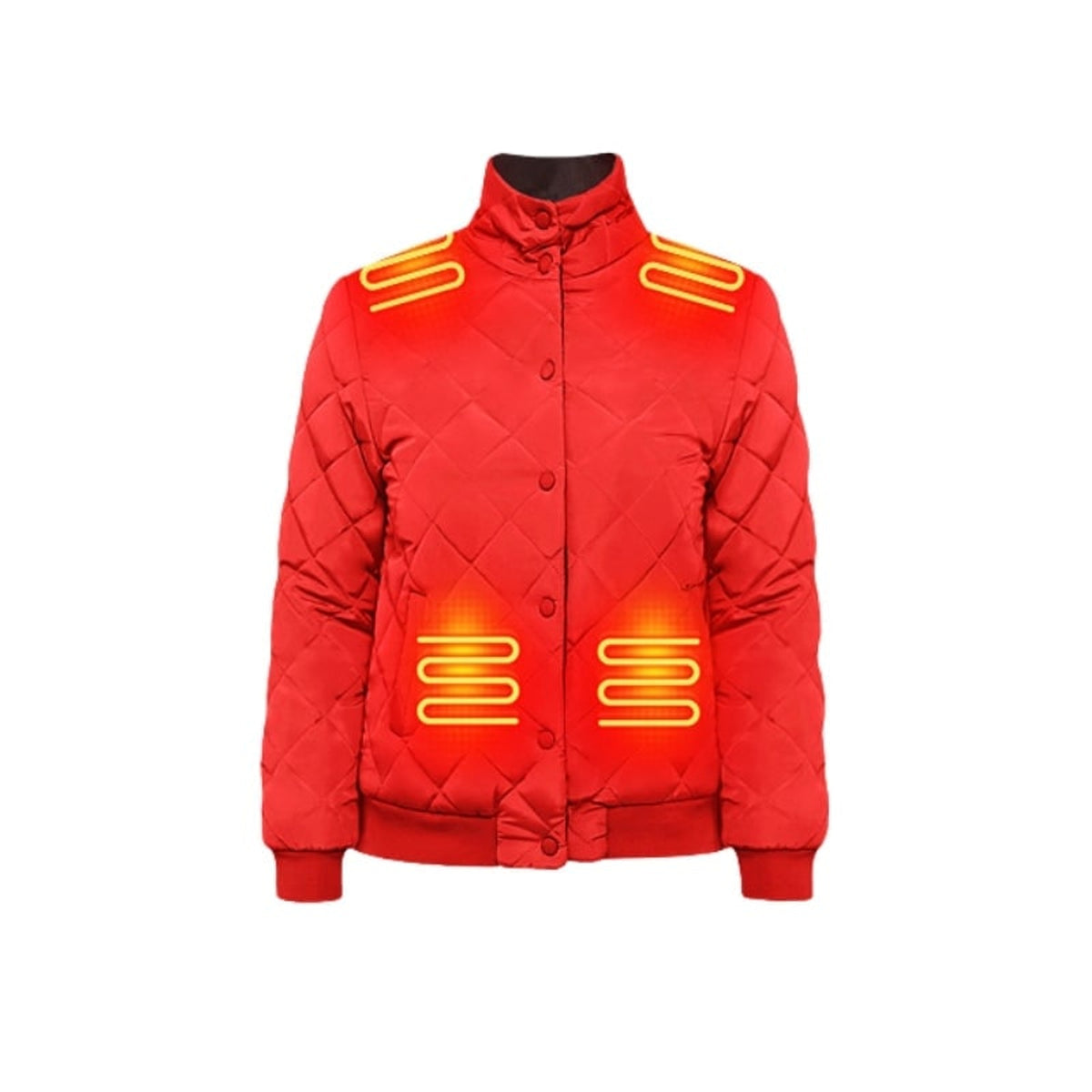 Women's Heated Winter Jacket Electric Quilted Bomber With 8 Heating Zones Stand Collar & Snap Buttons - Image 2
