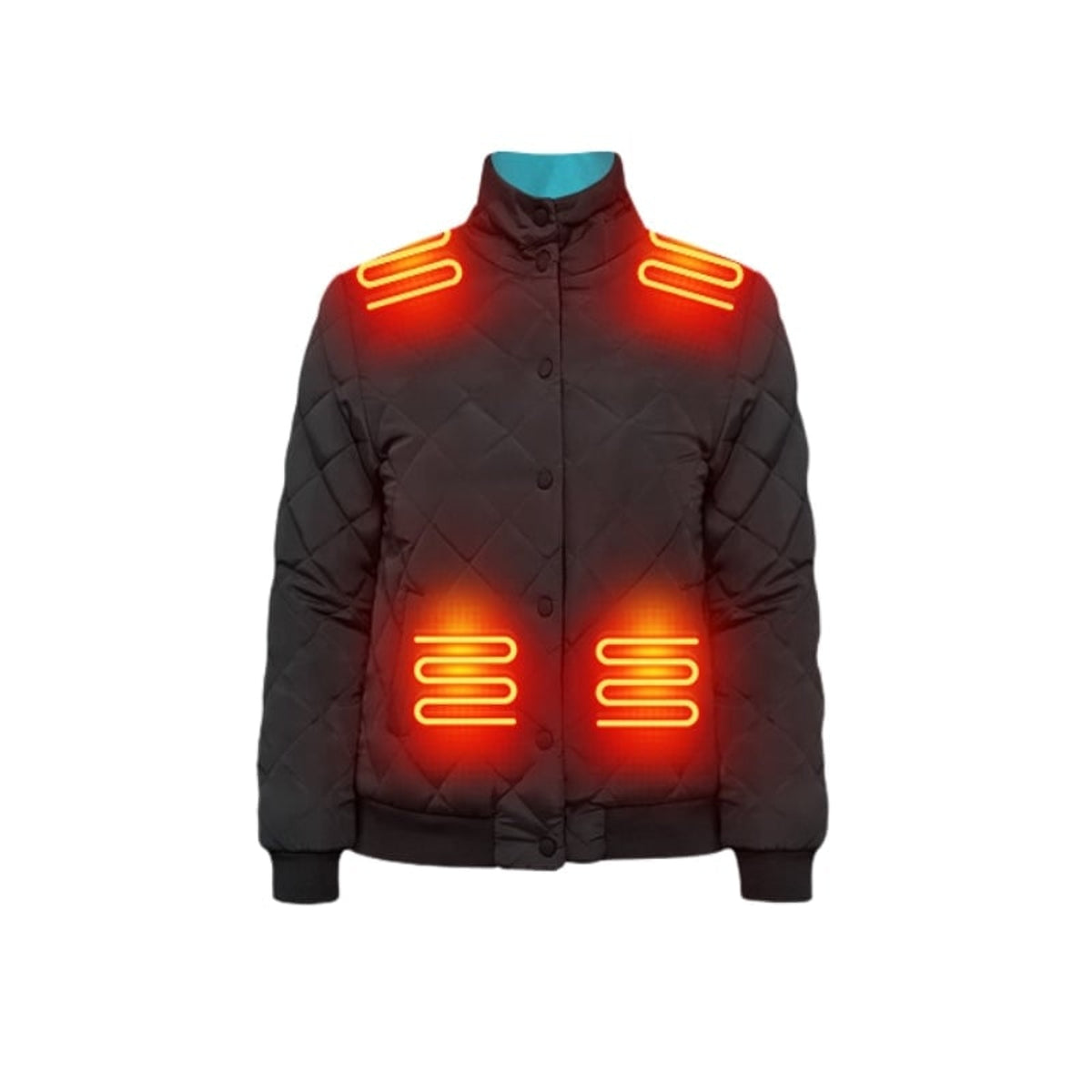 Women's Heated Winter Jacket Electric Quilted Bomber With 8 Heating Zones Stand Collar & Snap Buttons - Image 5