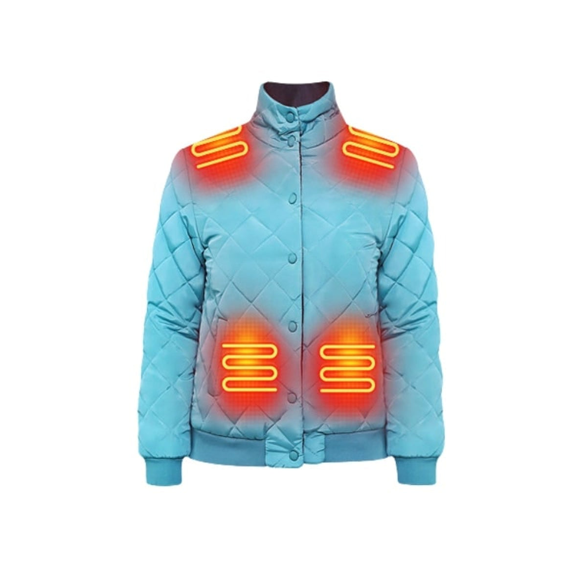 Women's Heated Winter Jacket Electric Quilted Bomber With 8 Heating Zones Stand Collar & Snap Buttons - Image 8